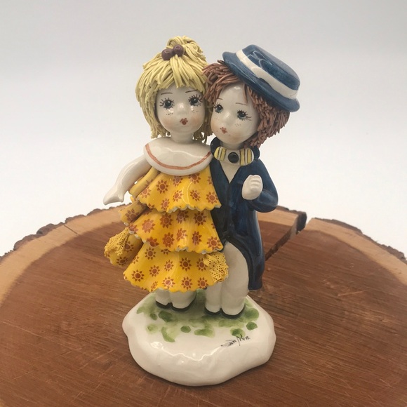 VTG Lino Zampiva Spaghetti Ware Boy & Girl Figurine 6" Signed & Stamped - Picture 3 of 11